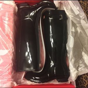 Tall Black Gloss Hunter Rain Boots